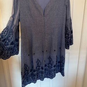 Brand New Blue Dress w/ Stitching & Flair Sleeves!